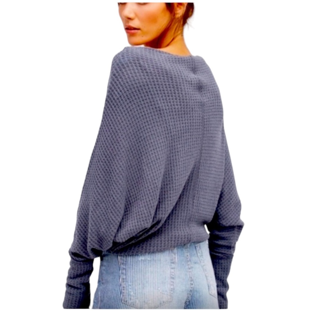 free people bluish grey slouchy lightweight sweater, size small